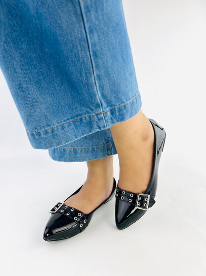 Spunkz Ballerina Black Patent Pump Shoes