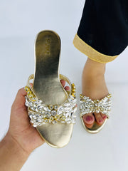Gold Embellished Slippers (11020) - Spunkz