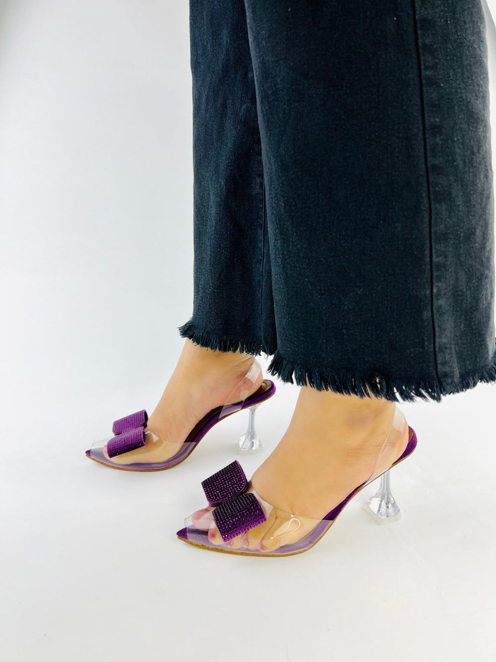 Romeo Purple Transparent Cinderella Heels (11085) - Spunkz