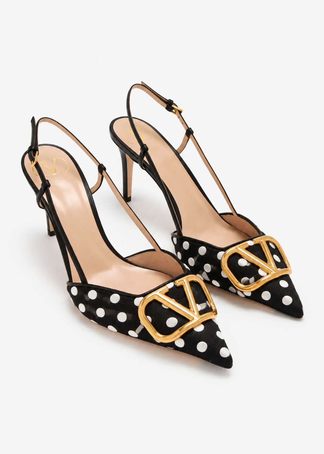 Polkadot V-Logo Heels