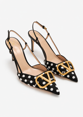 Polkadot V-Logo Heels