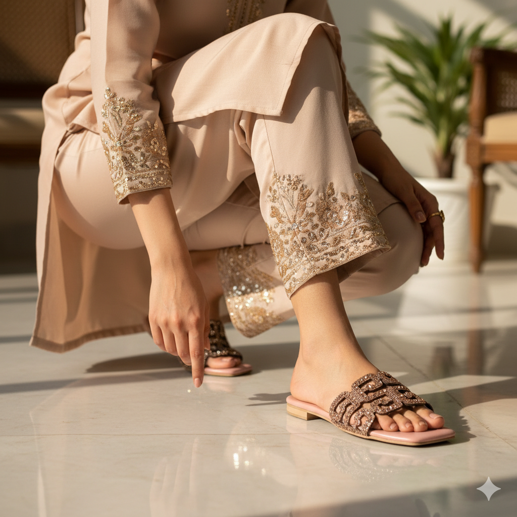 Sofia Flat Sandals (Peach)