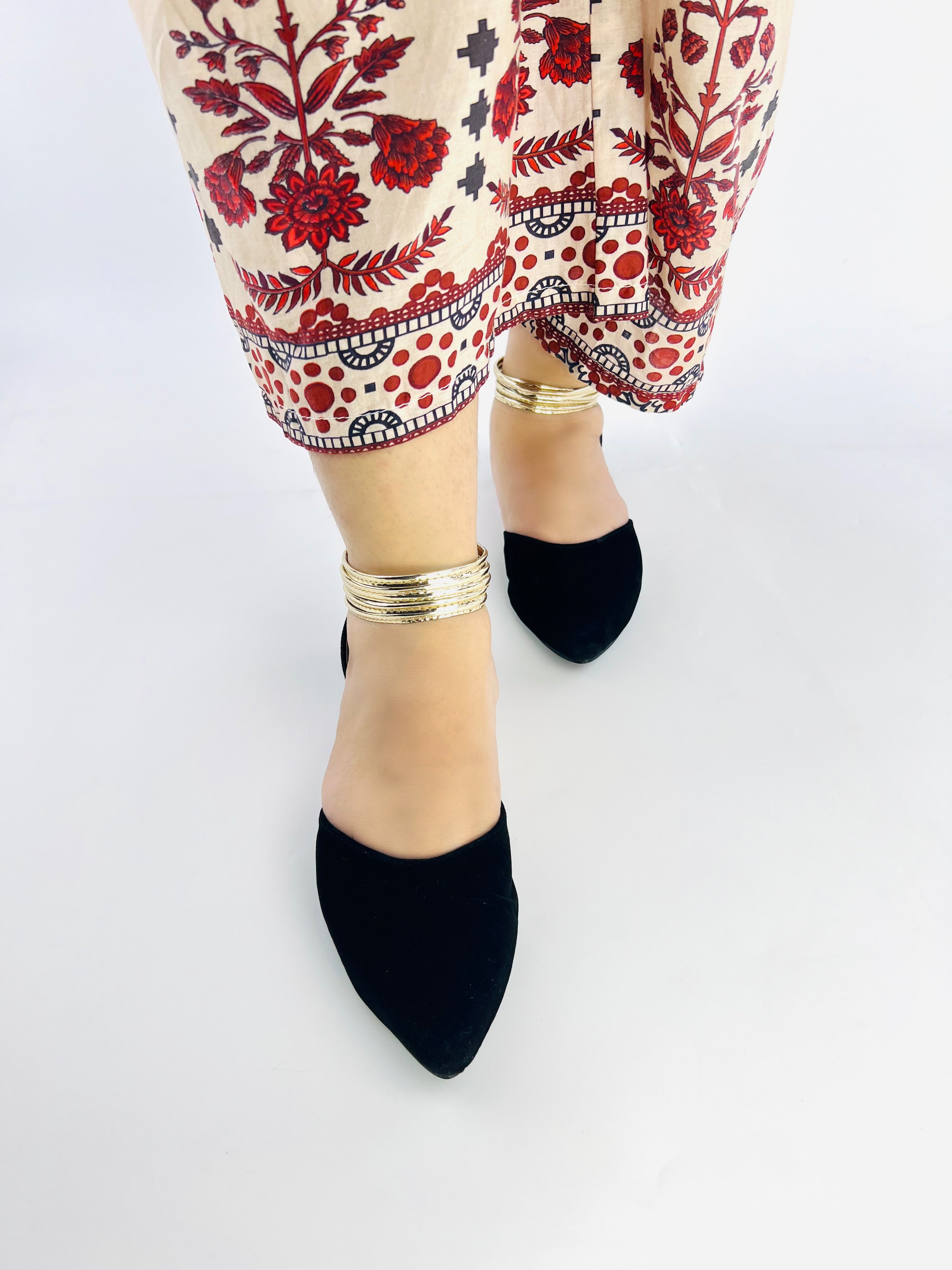 Layla Black Ankle Strap Mules Pump 90034