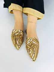 Gold Sequins Mules (11062) - Spunkz