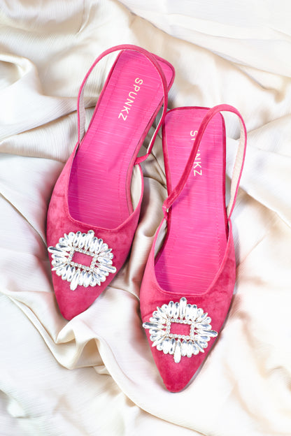 Barbie Pink Diamond Brooch Rhinestone Bow Heels - Spunkz