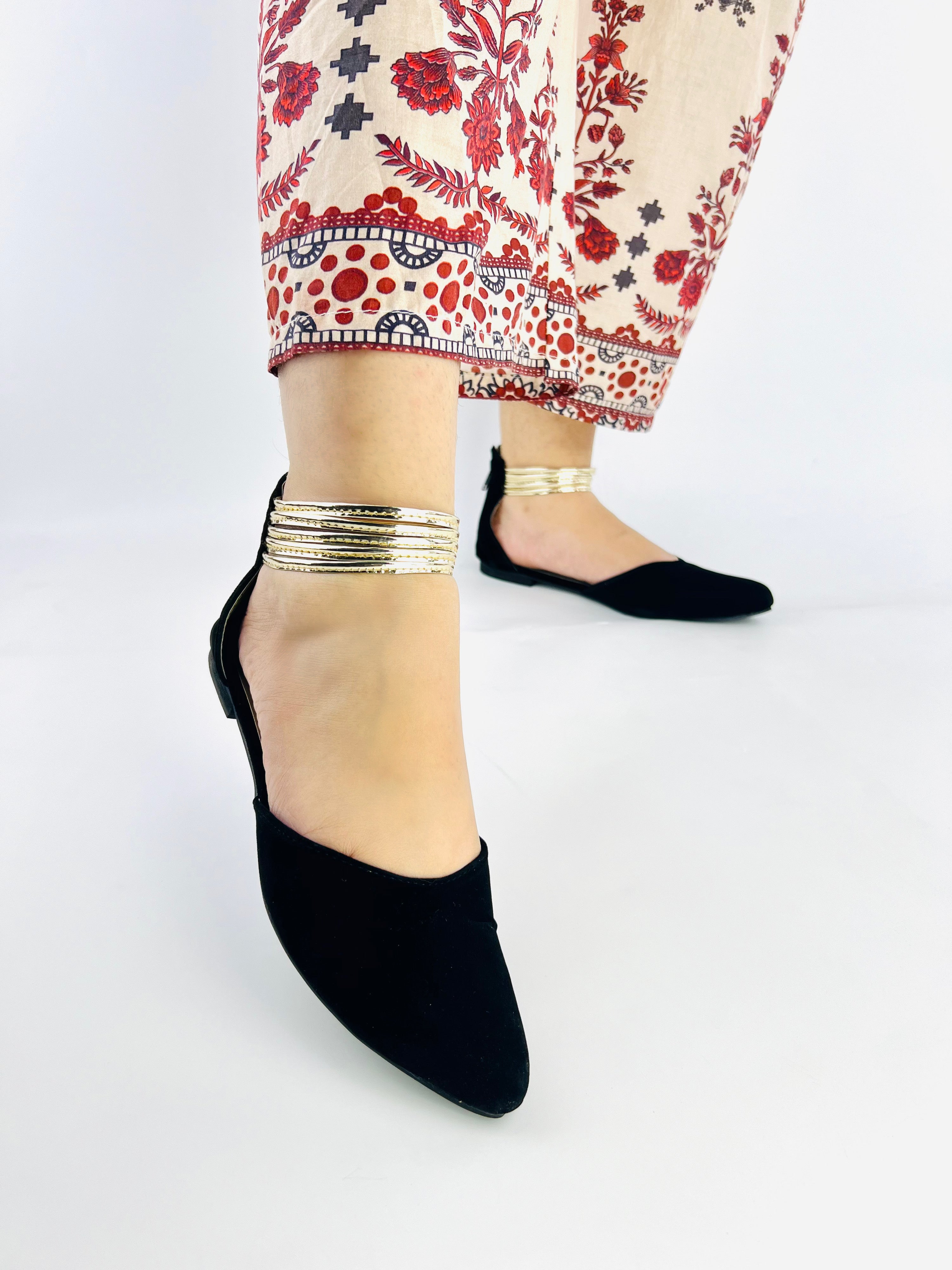 Layla Black Ankle Strap Mules Pump 90034