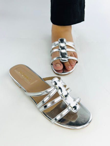 Bella Silver flat sandals (11075) - Spunkz