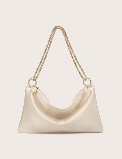 Champagne Casual Satin Minimalist Square Bag - Spunkz