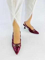 Burgundy Patent Heels - Spunkz