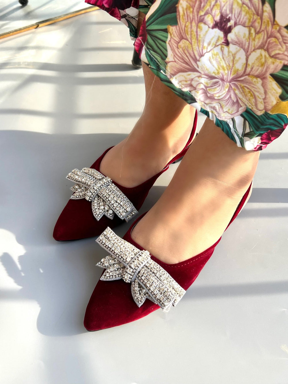 Maroon Slingback Flat Pump Shoes (12000) - Spunkz