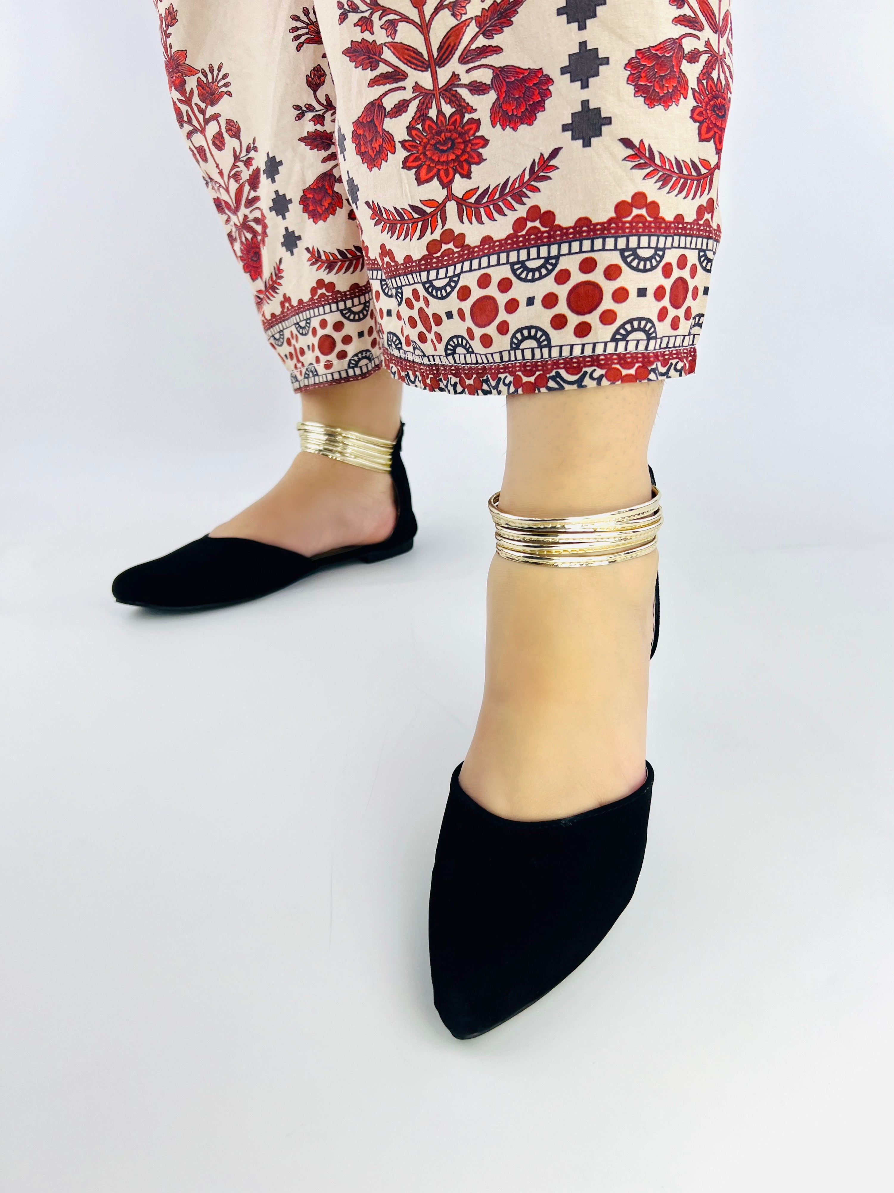 Layla Black Ankle Strap Mules Pump 90034