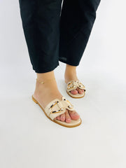 Chain Link Beige Slides (11080) - Spunkz
