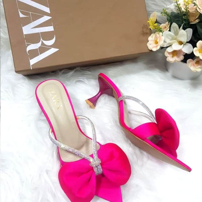 Fluffy bow heels 90388