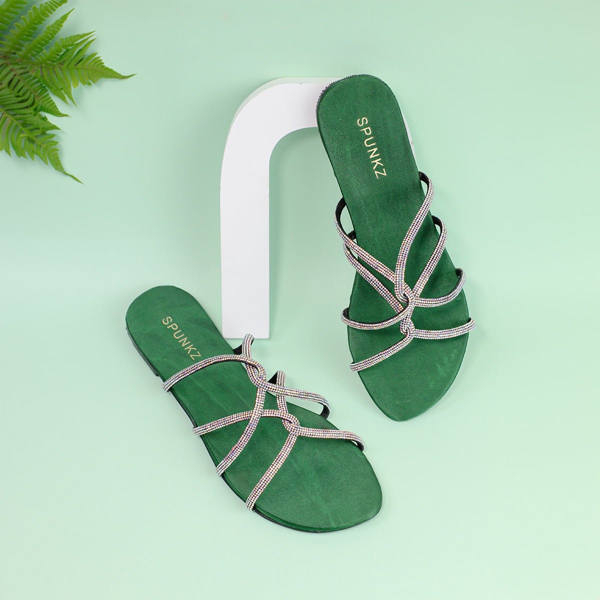 Tula Green Flat Slides (11046) - Spunkz