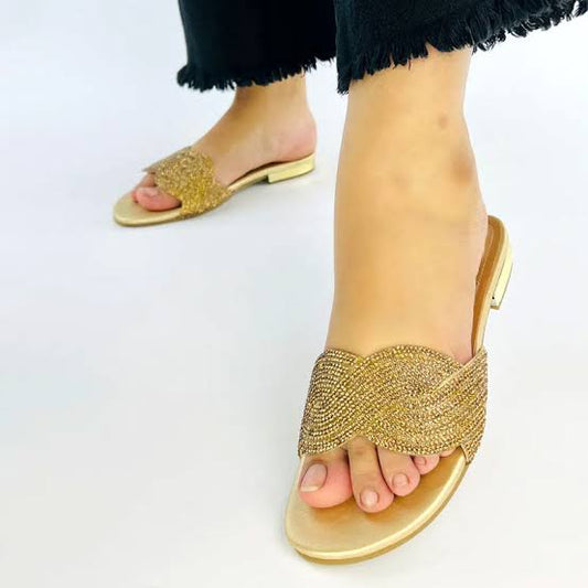 Rhinestone Slipper (Golden) - Spunkz