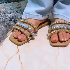 Nageena Multi Stone Slippers