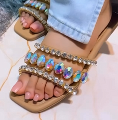 Nageena Multi Stone Slippers