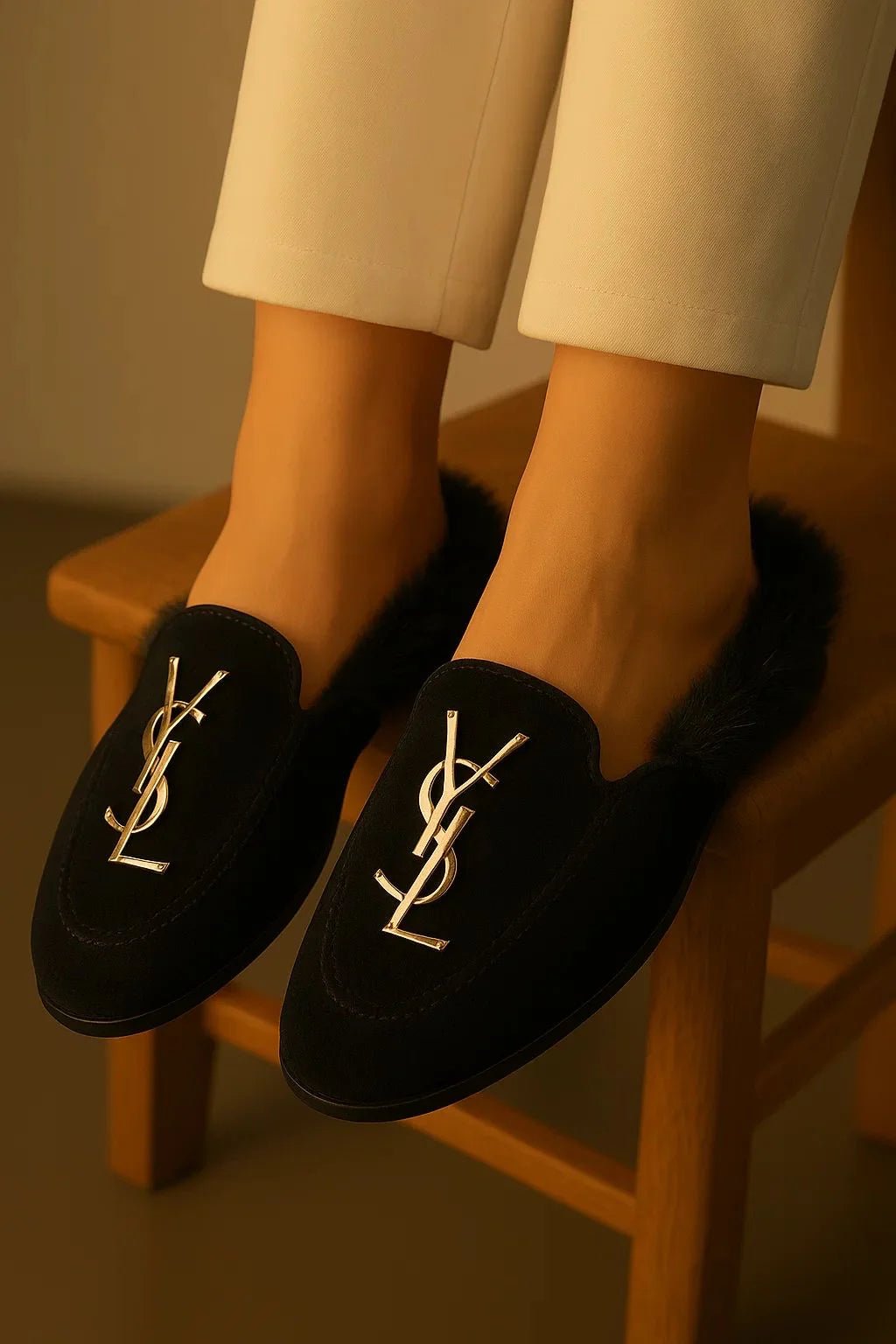 Spunkz YESL Black Velvet Flat Mules - Spunkz