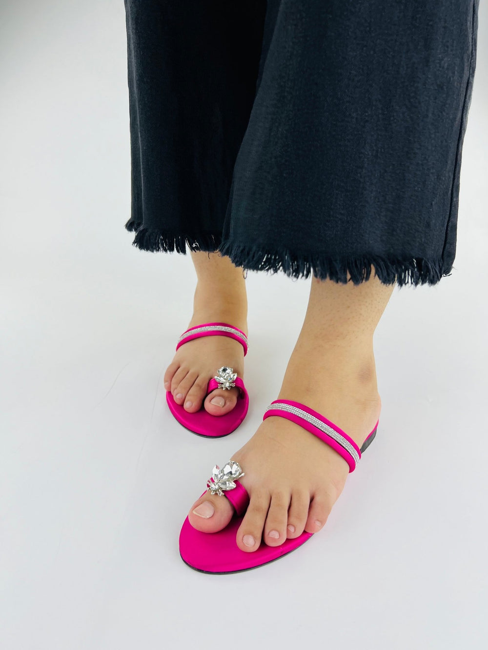 Pink Straps Flat Slippers (11025) - Spunkz
