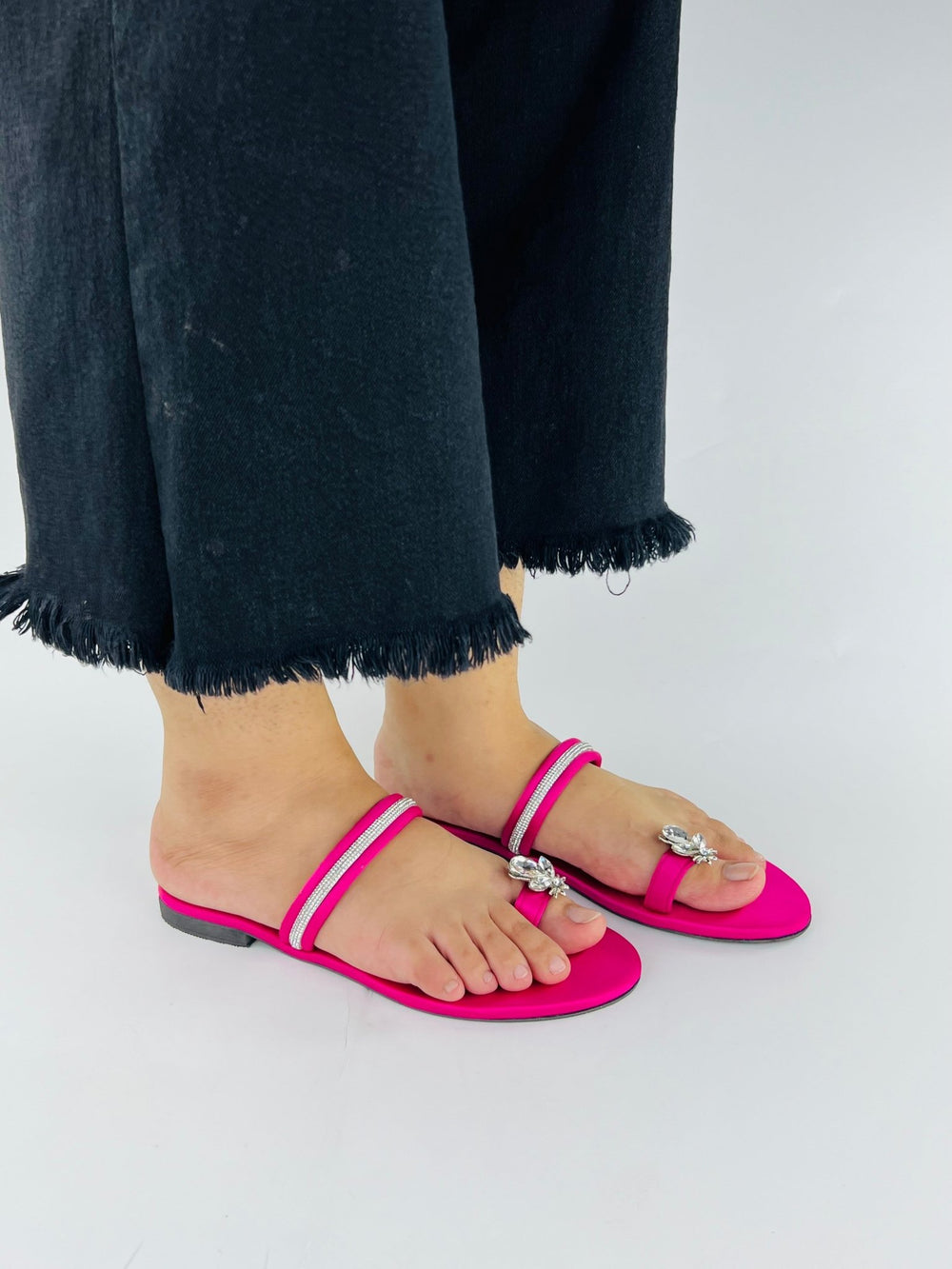 Pink Straps Flat Slippers (11025) - Spunkz