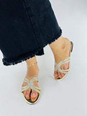 Ava Gold Flat Sandals (11049) - Spunkz