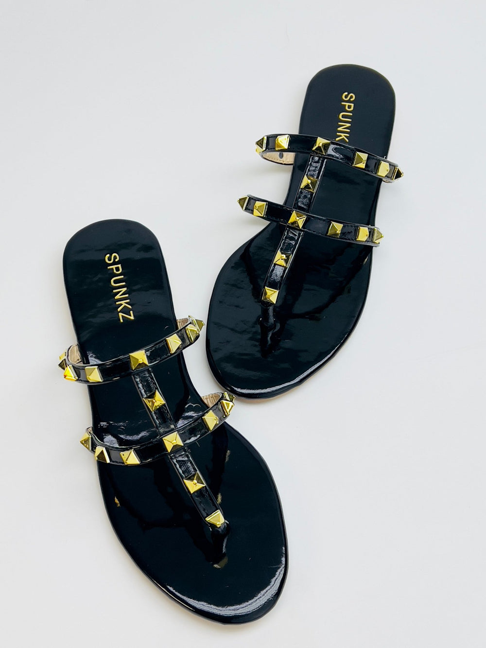 Rockstud Black Thong Flats - Spunkz