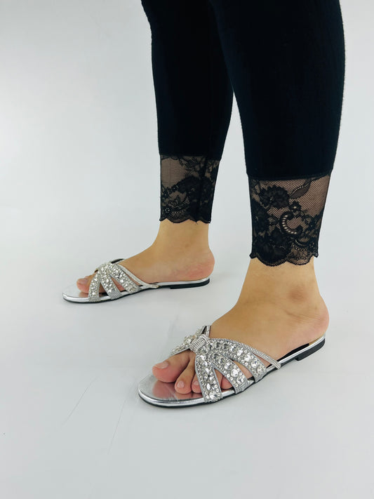 Gina Handcrafted Embellished Slider Sandals-11037