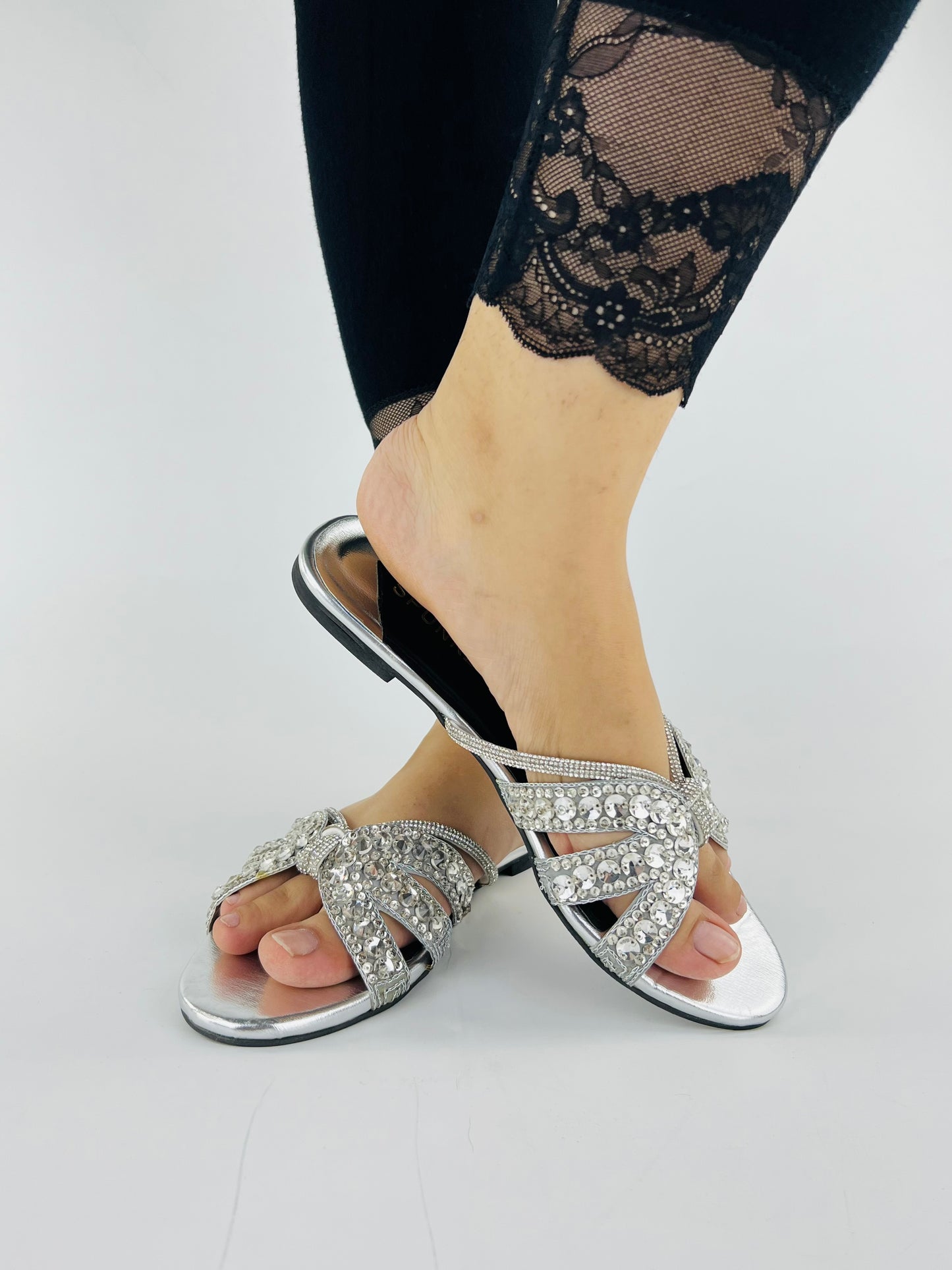 Gina Handcrafted Embellished Slider Sandals