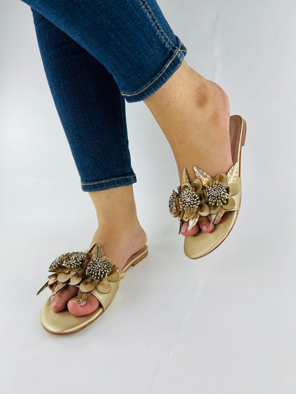 Lilico Floral Fancy Flat Slippers Slides