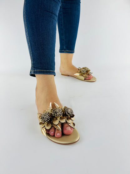 Lilico Floral Fancy Flat Slippers Slides