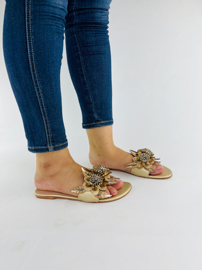 Lilico Floral Fancy Flat Slippers Slides