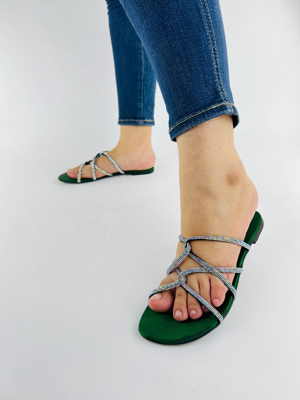 Tula Green Flat Slides (11046) - Spunkz