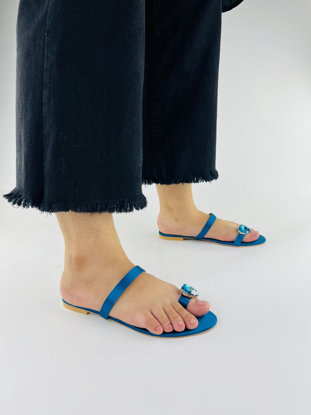 Heart Blue slip on sandals (11076) - Spunkz
