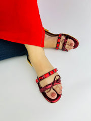 Myra Red Flat Slippers (11070) - Spunkz