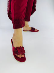 Melena Red Flat Sandals (11030) - Spunkz