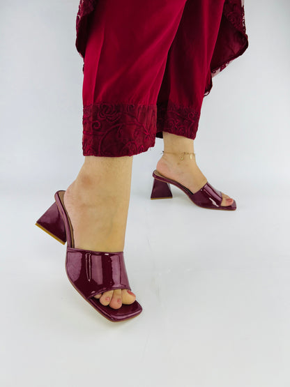 Spunkz Glossy Wine Red Patent Leather Platform Heels