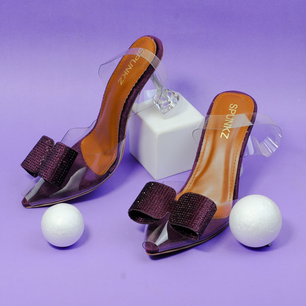 Romeo Purple Transparent Cinderella Heels (11085) - Spunkz
