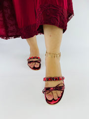 Myra Red Flat Slippers (11070) - Spunkz