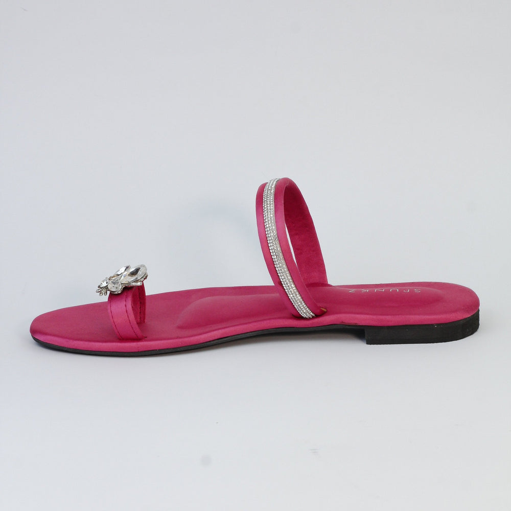Pink Straps Flat Slippers (11025) - Spunkz