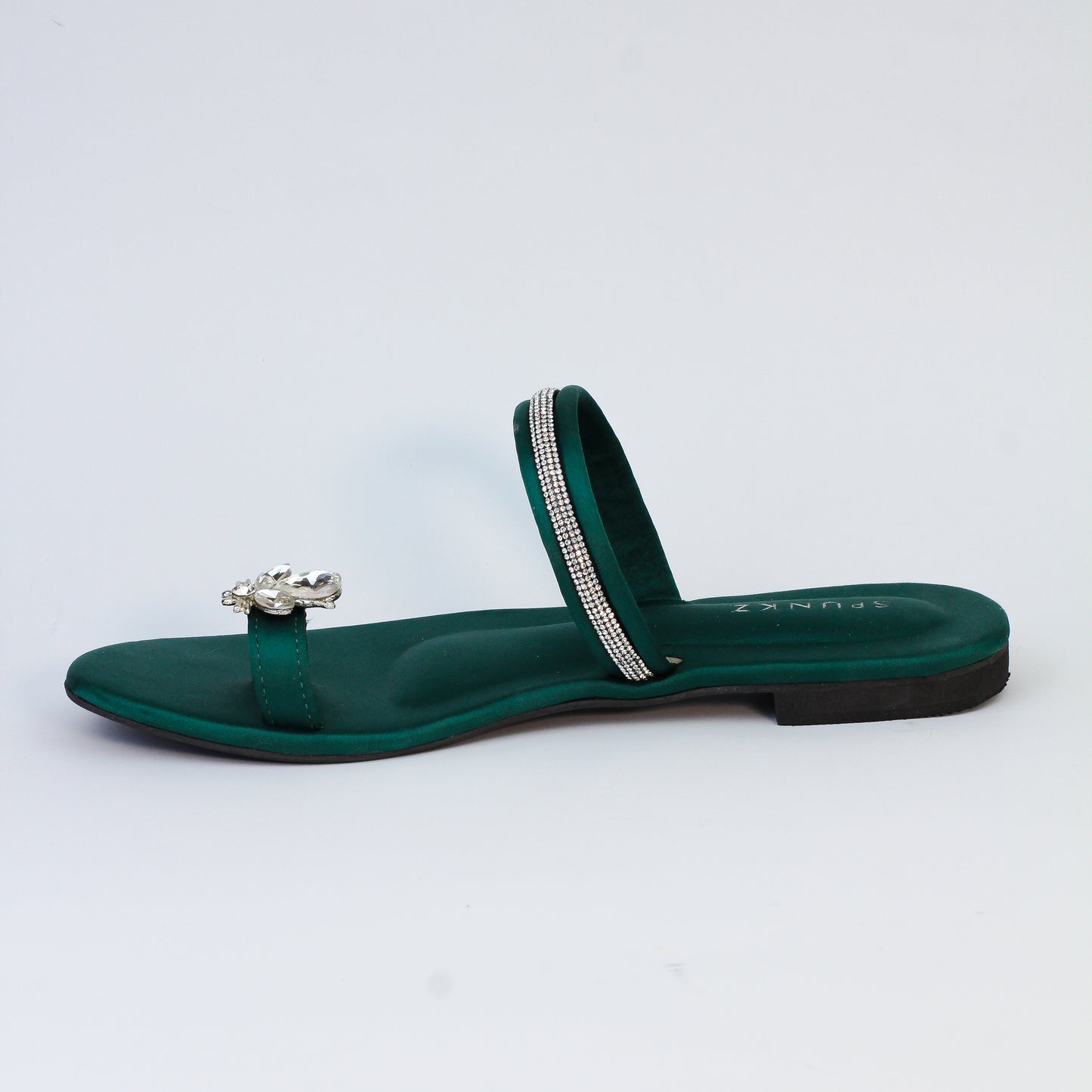 Charyl Green Toe Ring Rhinestone Bee Flats - Spunkz