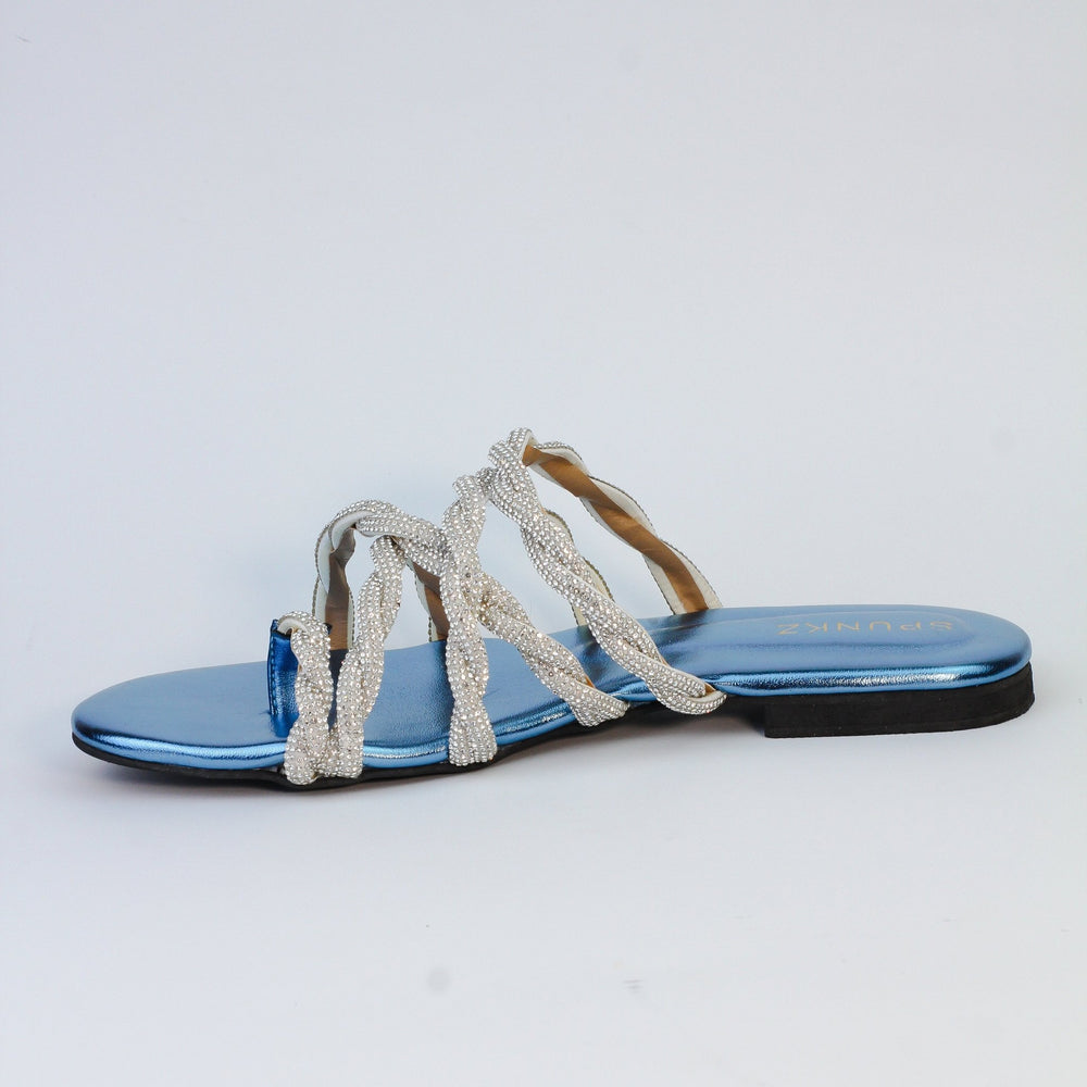 Sini Blue Flat Slippers (11032) - Spunkz