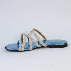 Sini Blue Flat Slippers (11032) - Spunkz