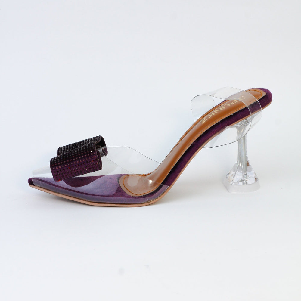 Romeo Purple Transparent Cinderella Heels (11085) - Spunkz