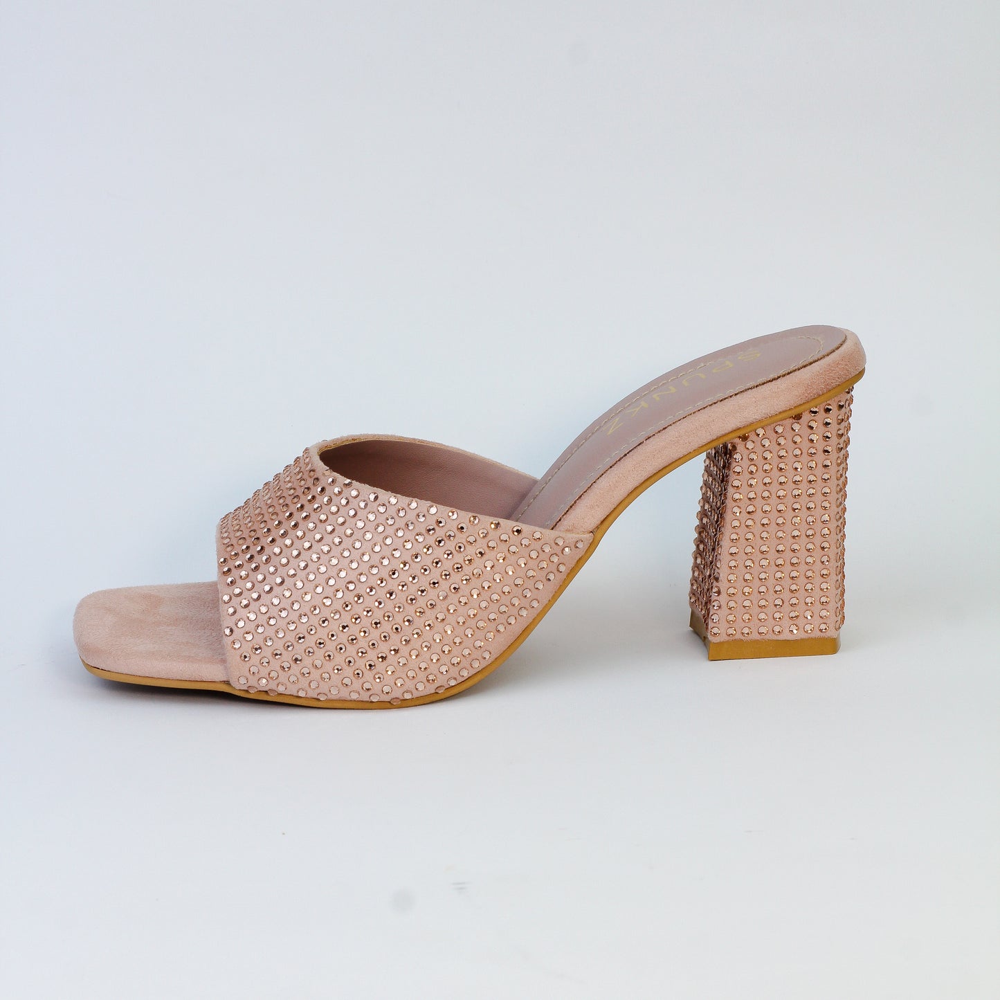 Anja Beige Leather Holly Crystal-Embellished Mules