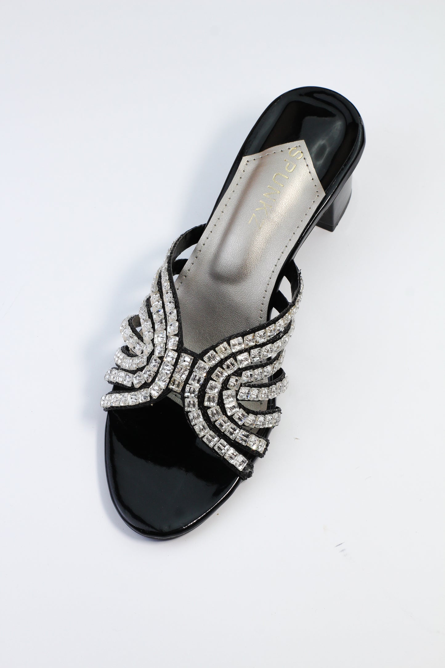 Stella Crystal Studded Straps Sandals in Black - Spunkz