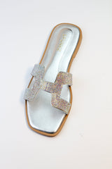 Oran Silver Flat Sandals (11034) - Spunkz