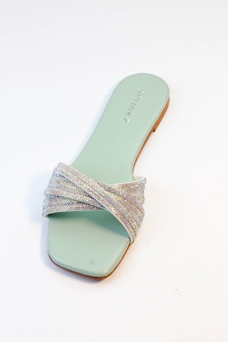 Diana Sea Green Slippers - Spunkz