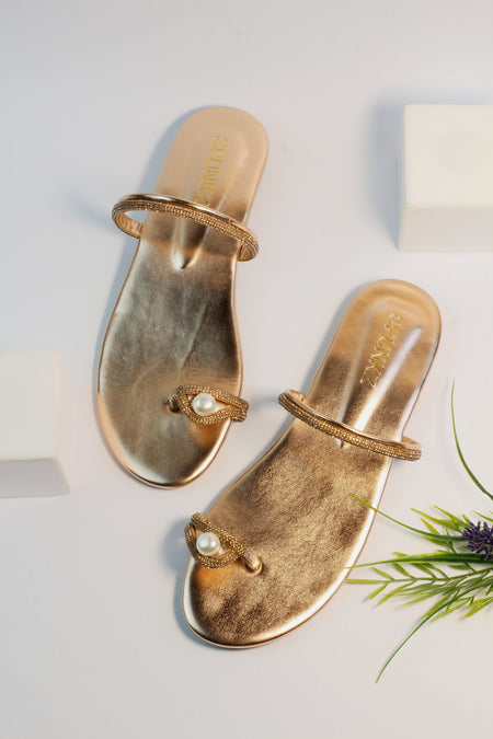 Parisa Gold Slippers (11012) - Spunkz