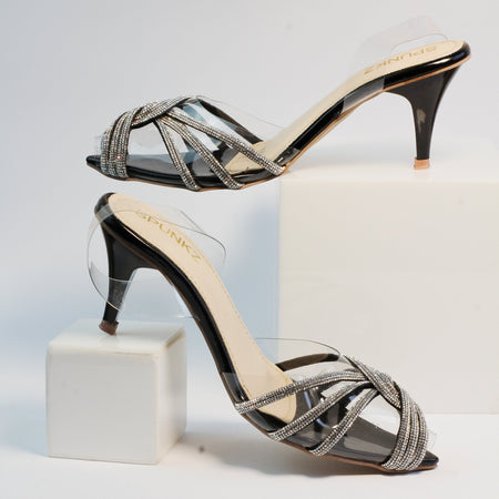 Diva Black Kitten Heels - Spunkz