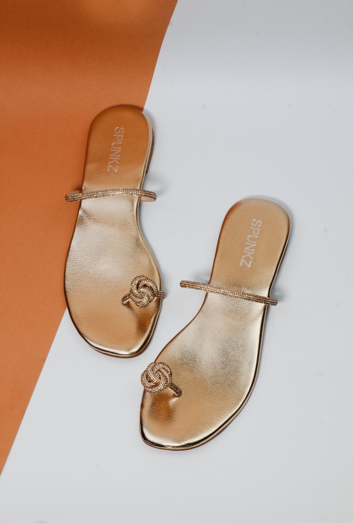 Cyra Gold Flat Sandals (11065) - Spunkz